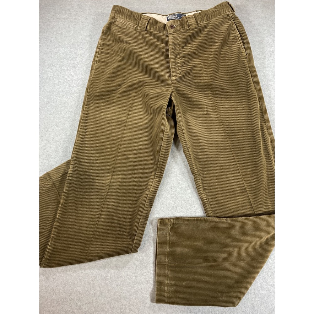 Polo Ralph Lauren Mens Corduroy Pants 35x34 Brown Wide Wale Straight Leg 2605